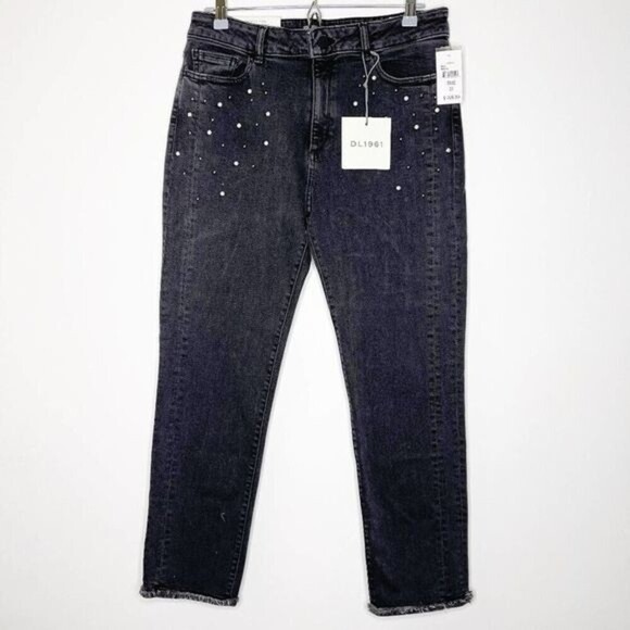DL1961 Gray Denim Mara Ankle Studded Jeans  - Picture 1 of 11